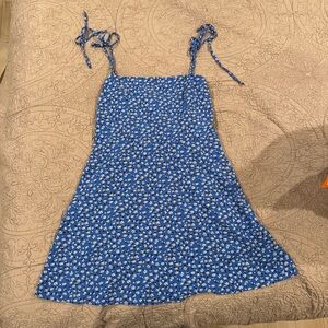 SHEIN Blue Floral Smocked Mini Dress | Tie Straps | Size XL